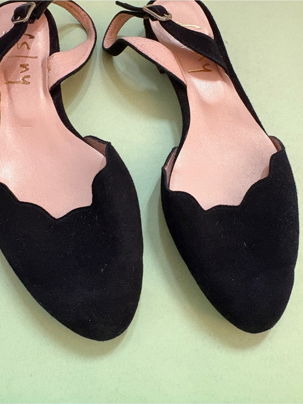 FSNY Black Suede Slingback Flats Mules Shoes 7 NEW - Picture 5 of 5